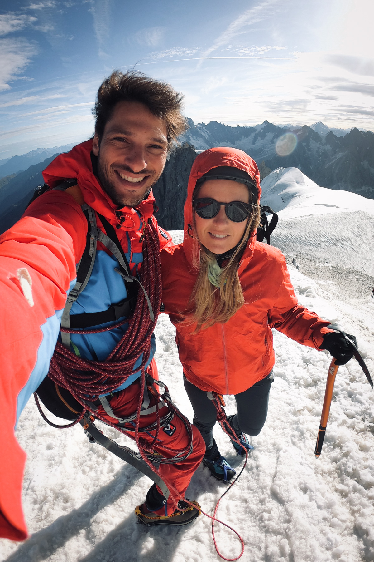 Alpinisme aiguille du midi couple